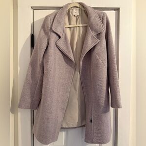 LOFT Heathered Purple Herringbone Moto Coat Women's Wool Blend Winter Size S